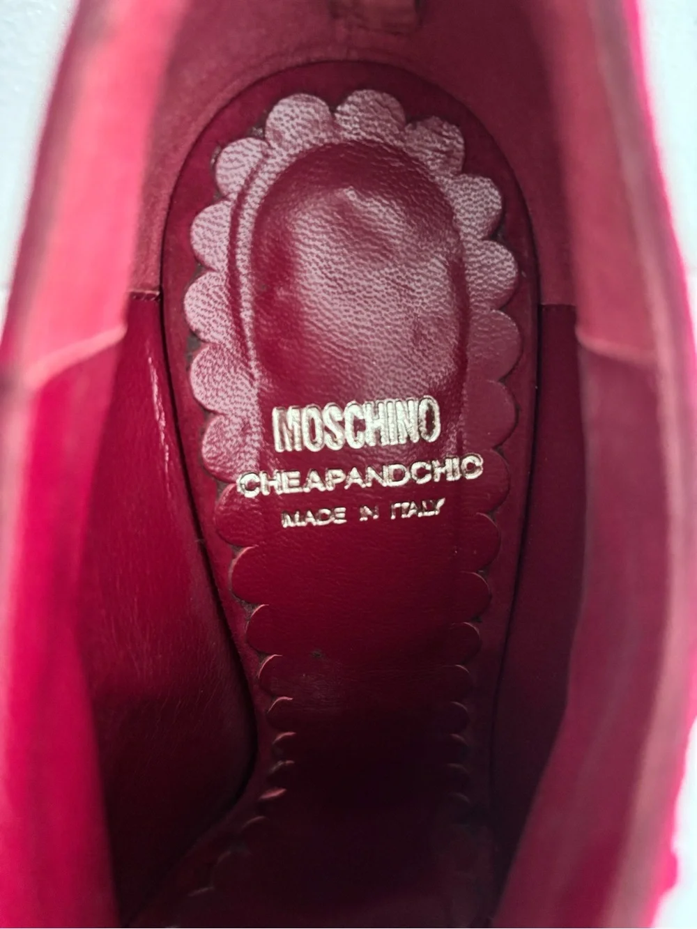 Moschino Magenta Suede Peep-Toe Mules with Layered Ruffle